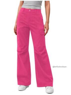Womens Cargo Hiking Pants Quick Dry Lightweight Wide Leg High Rise